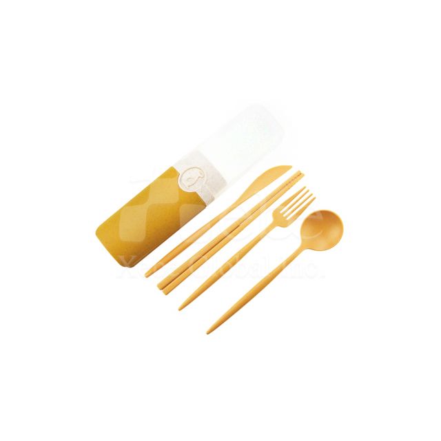 黃色小麥材質環保餐具組