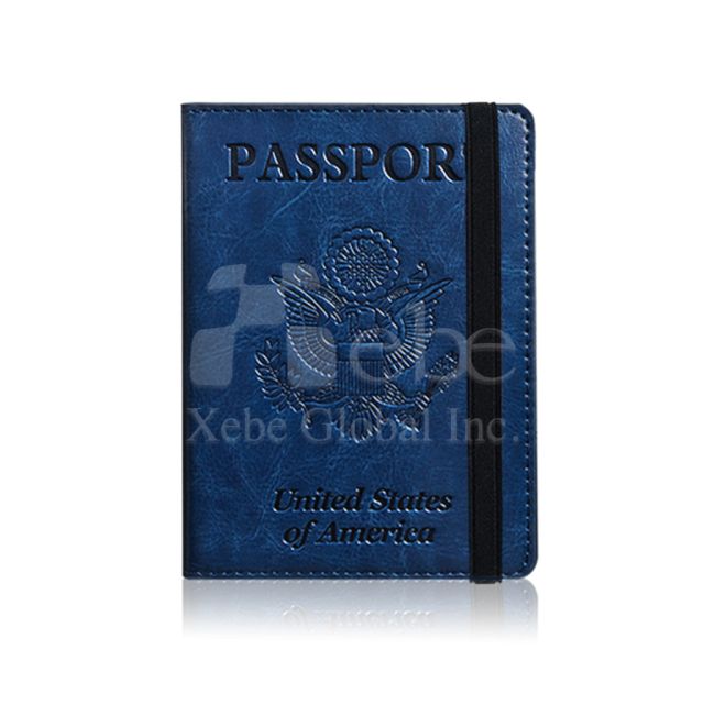 深藍色客製化束帶護照夾