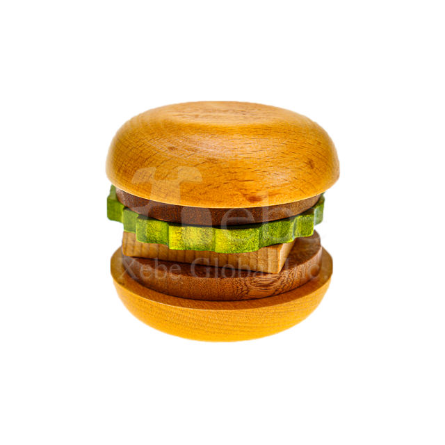 漢堡造型客製化木頭杯墊組