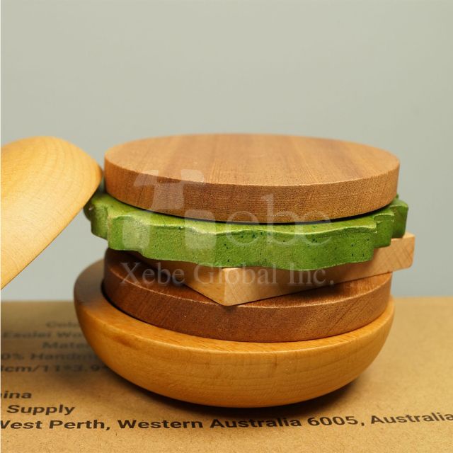 漢堡造型客製化木頭杯墊組
