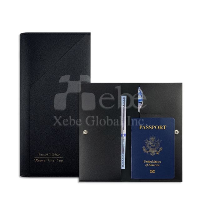 客製化黑色護照套 釦式長版護照夾