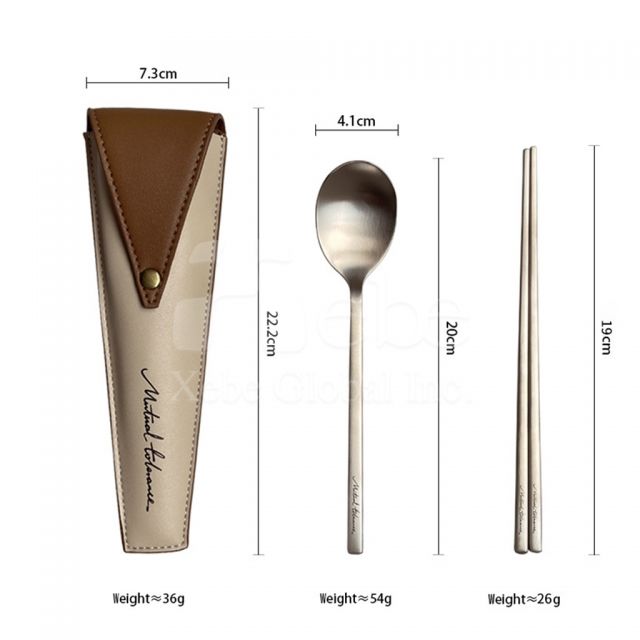 客製化皮套環保餐具 兩件式餐具組