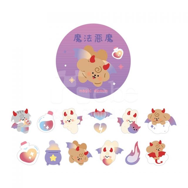 可愛惡魔動物貼紙紙膠帶