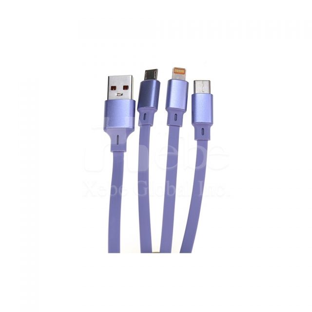 三合一紫色伸縮充電線客製化